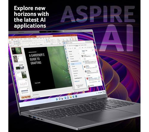ACER Aspire 16 AI 16" Laptop, Copilot+ PC - Snapdragon X, 1 TB SSD, Grau