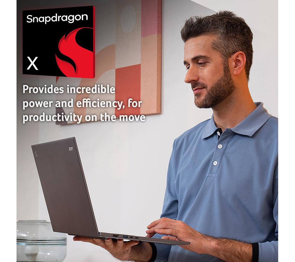 Portátil ACER Aspire 16 AI de 16", Copilot+ PC - Snapdragon X, SSD de 1 TB, gris