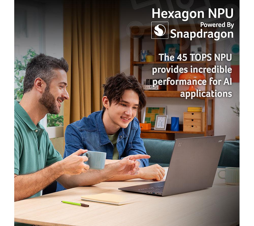 Portátil ACER Aspire 16 AI de 16", Copilot+ PC - Snapdragon X, SSD de 1 TB, gris