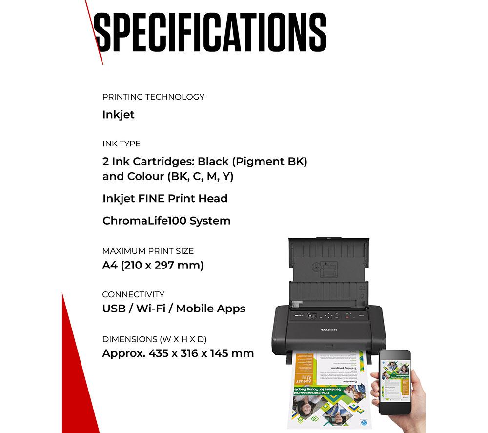 CANON MAXIFY BX110 Wireless Inkjet Portable Printer with Battery