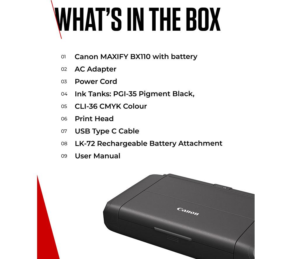 CANON MAXIFY BX110 Wireless Inkjet Portable Printer with Battery