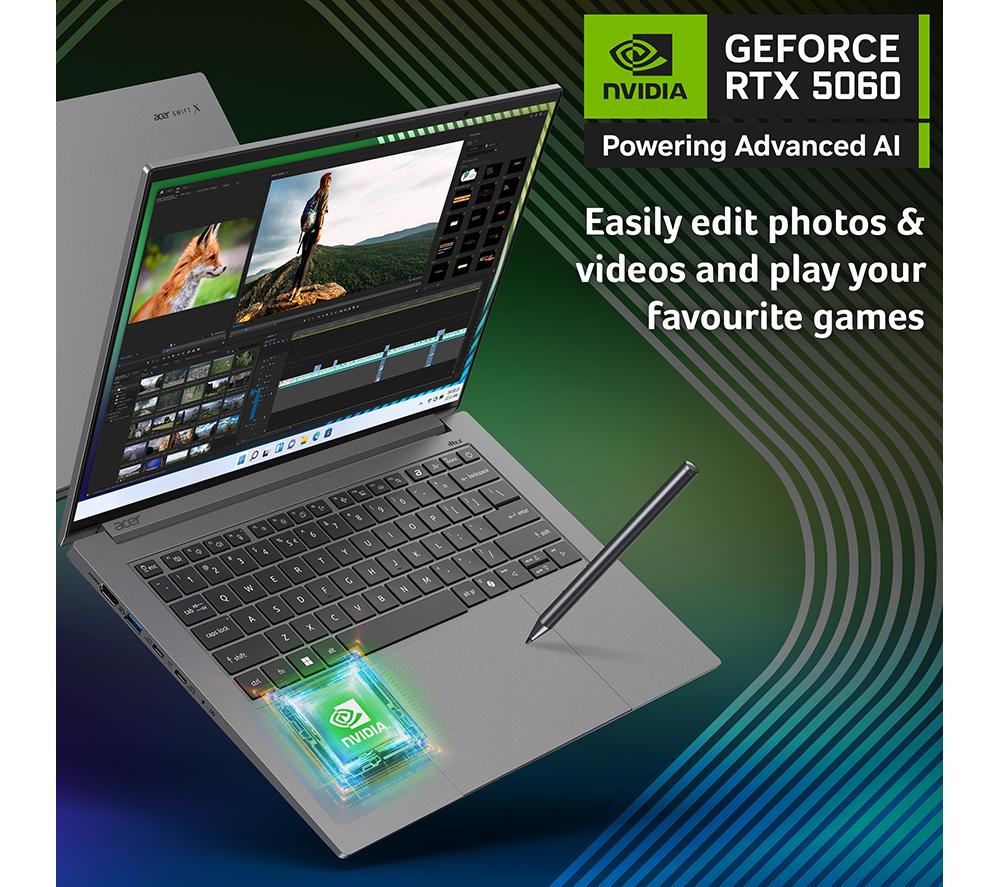 Portátil ACER Swift X 14 AI de 14.5", Copilot+ PC - AMD Ryzen AI 7 350, SSD de 2 TB, Gris