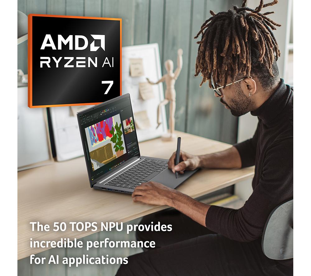 Portátil ACER Swift X 14 AI de 14.5", Copilot+ PC - AMD Ryzen AI 7 350, SSD de 2 TB, Gris