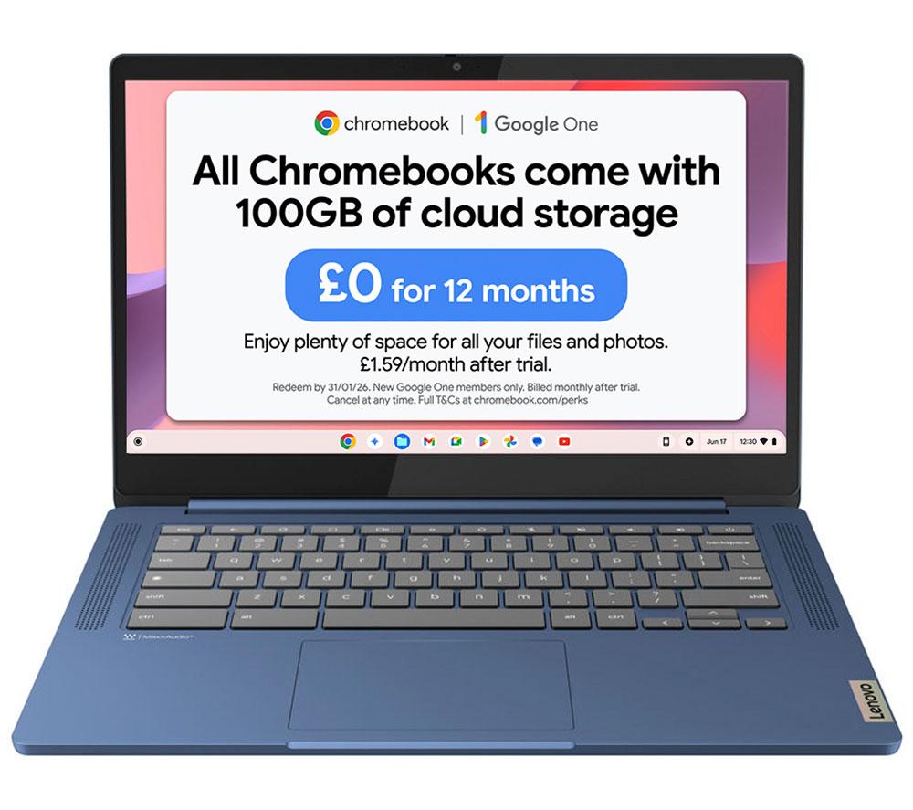 LENOVO IdeaPad Slim 3 14" Chromebook - MediaTek Kompanio 520, 128 GB eMMC, 4GB RAM, Blue