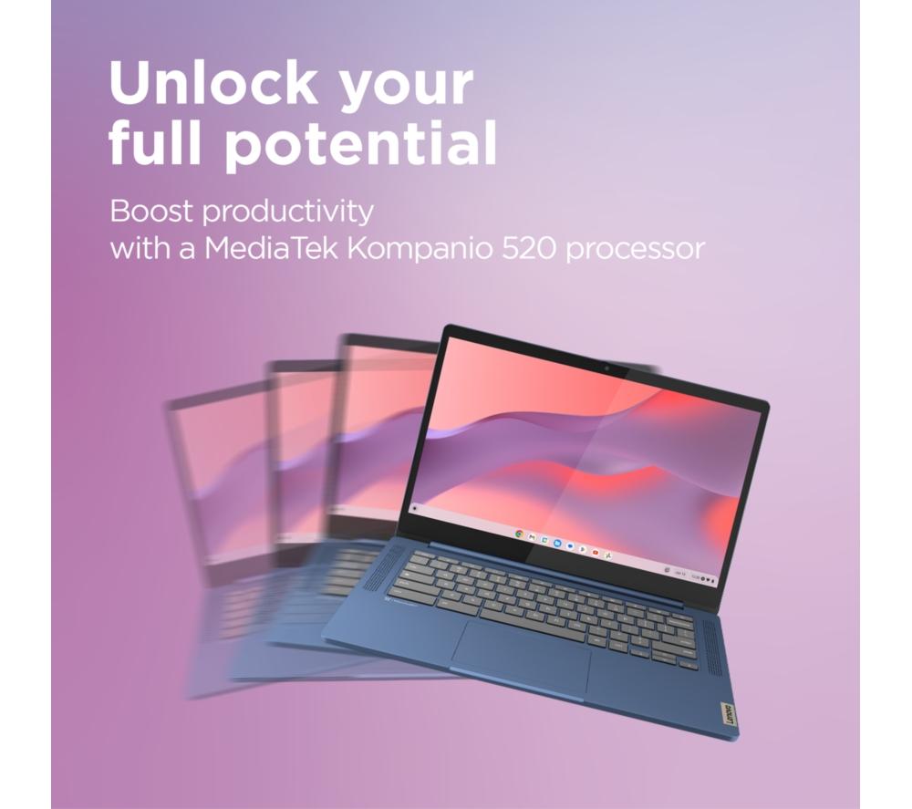 LENOVO IdeaPad Slim 3 14" Chromebook - MediaTek Kompanio 520, 128 GB eMMC, 4GB RAM, Blue
