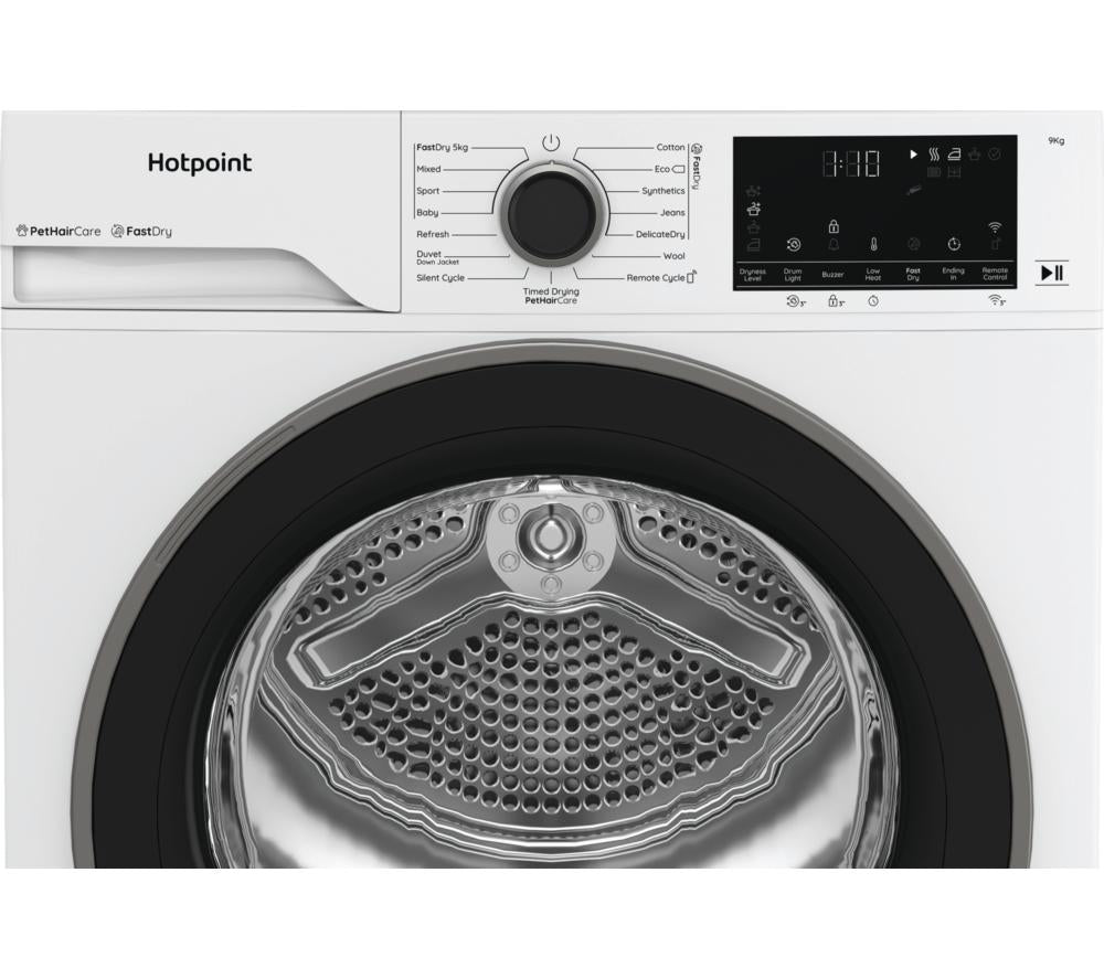 HOTPOINT FabricCare C HD 94M WBS UK WiFi-enabled 9 kg Heat Pump Tumble Dryer - White