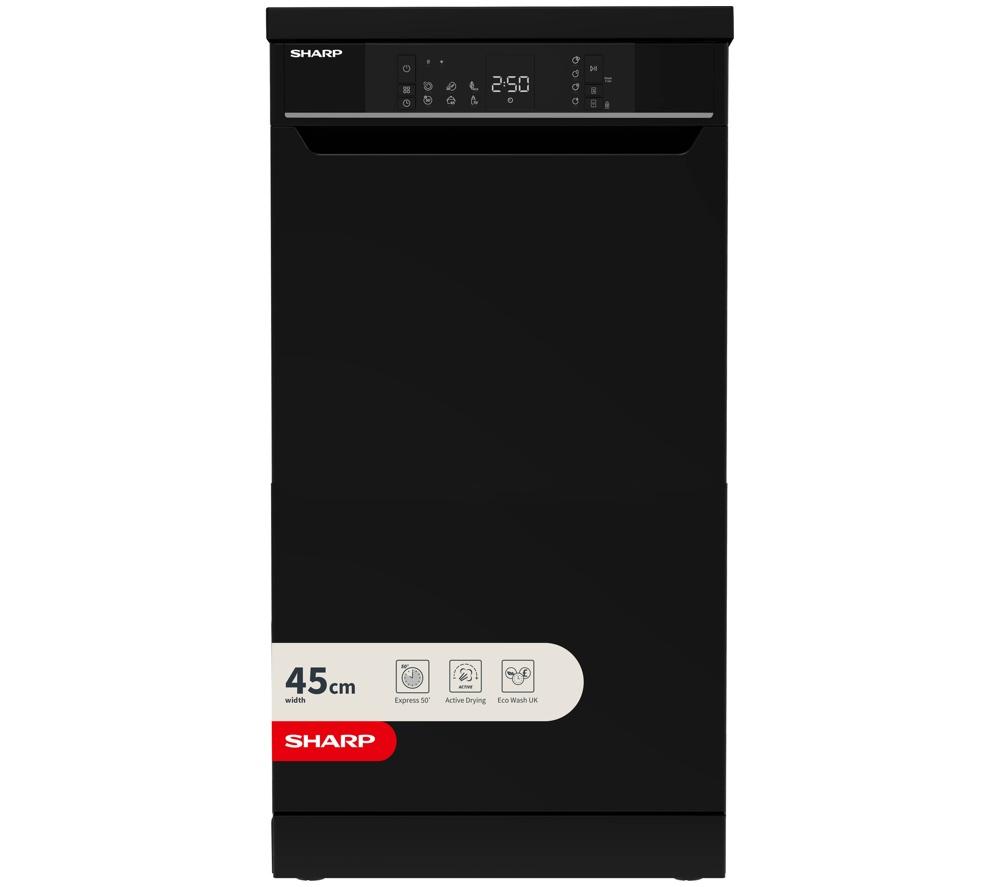 SHARP QW-NS1EF49E0B-EN Slimline Dishwasher - Black