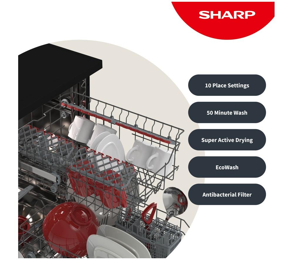 Lavavajillas compacto SHARP QW-NS1EF49E0B-EN - Negro