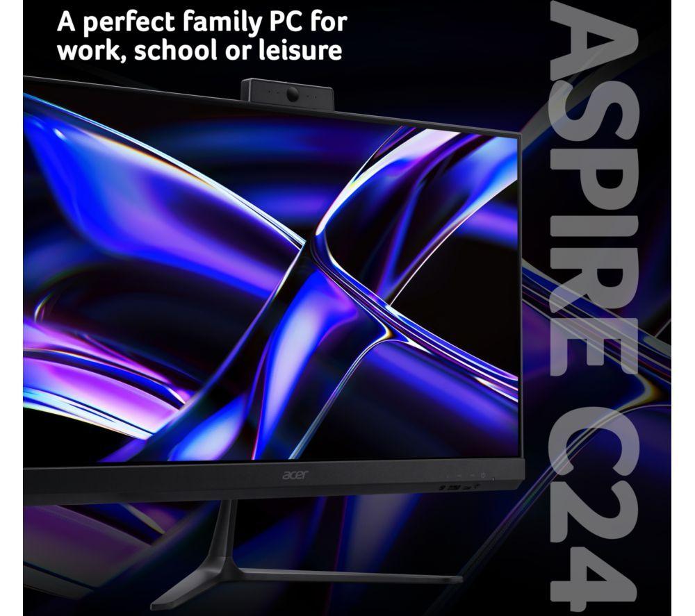 ACER Aspire C24-B 23,8" All-in-One-PC – Intel® Celeron®, 512 GB SSD, Schwarz