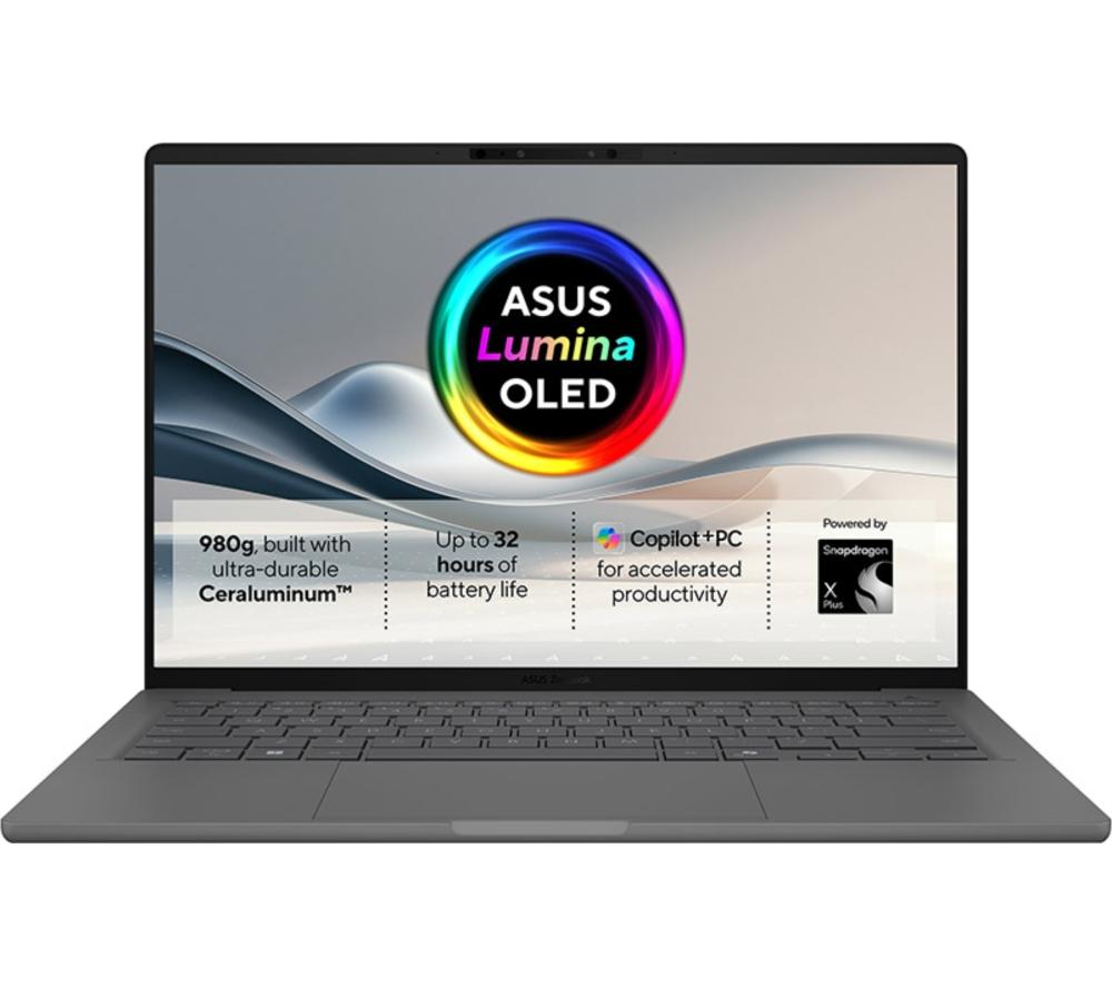 ASUS Zenbook A14 UX3407QA 14" Laptop, Copilot+ PC – Snapdragon X Plus, 1 TB SSD, Iceland Grey