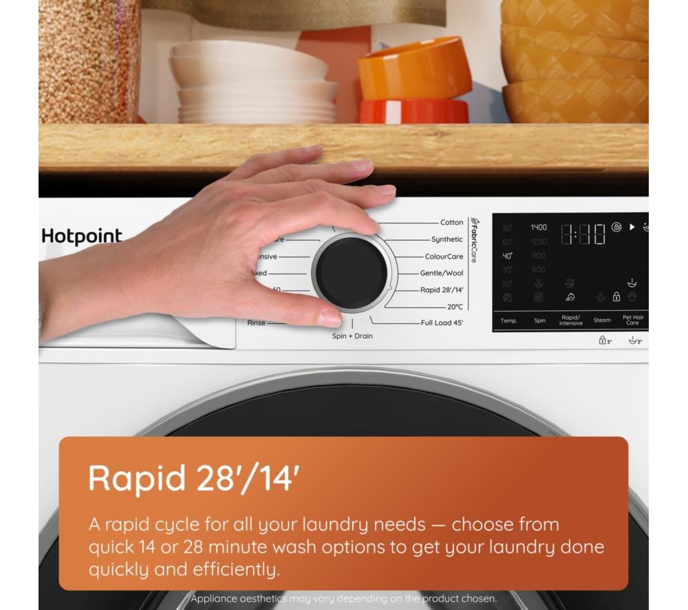 Lavadora HOTPOINT FabricCare HBCA 93 CARE UK de 9 kg y 1400 rpm - Blanca