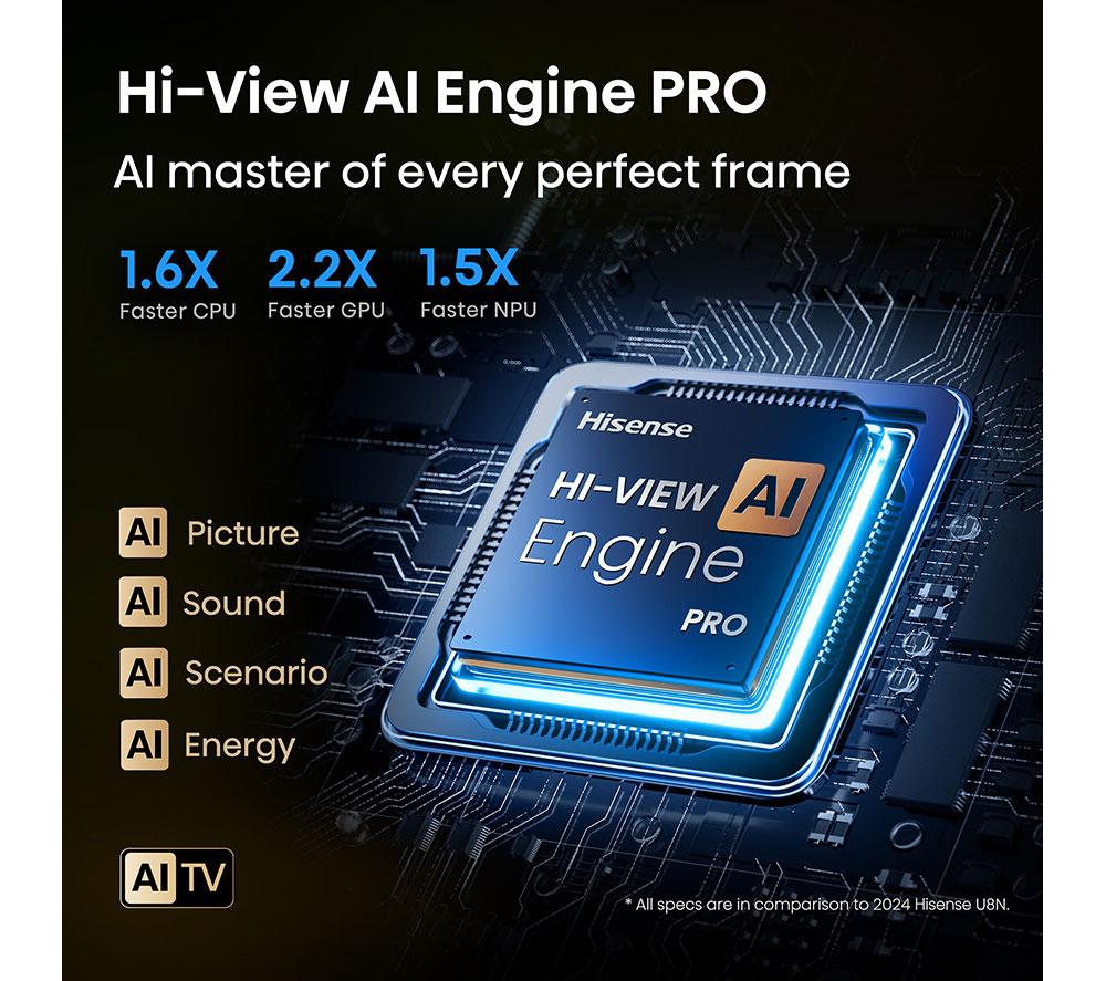 HISENSE U8Q 85" Mini LED 4K 165Hz Smart AI TV with Freely - 85U8QTUK