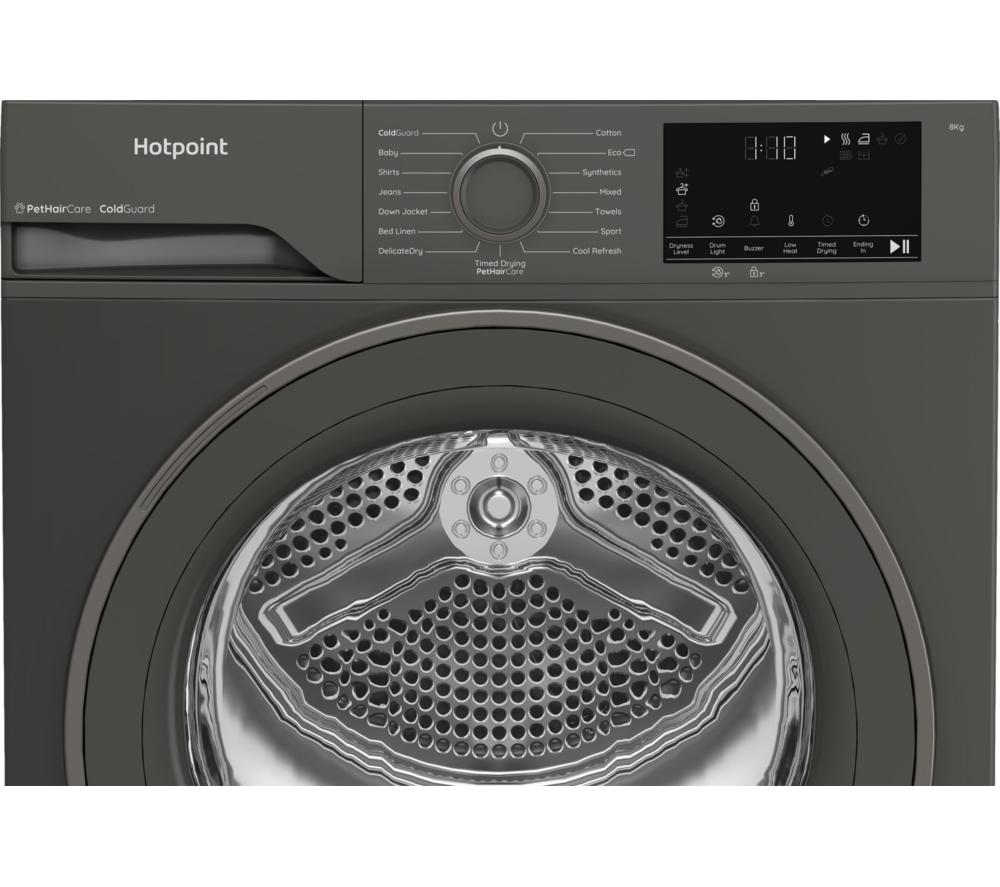 HOTPOINT PetHairCare C HSD 82M GG UK 8 kg Heat Pump Tumble Dryer - Dark Grey