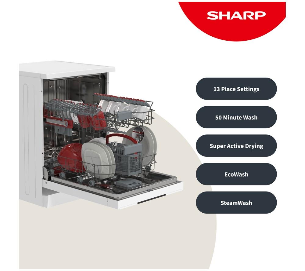 SHARP QW-NA1FF47D3W2-EN Lavavajillas de tamaño estándar - Blanco