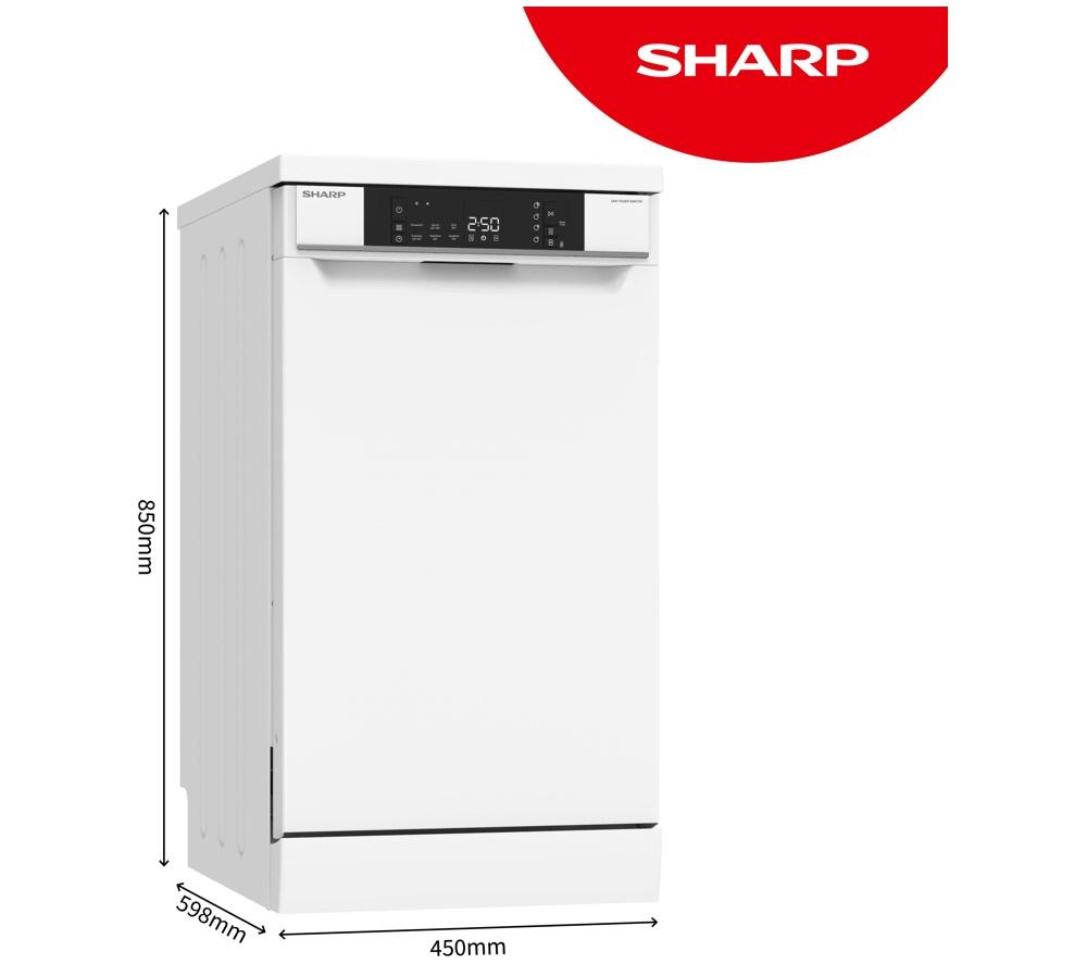 SHARP QW-NS1EF49E0W-EN Slimline Dishwasher - White