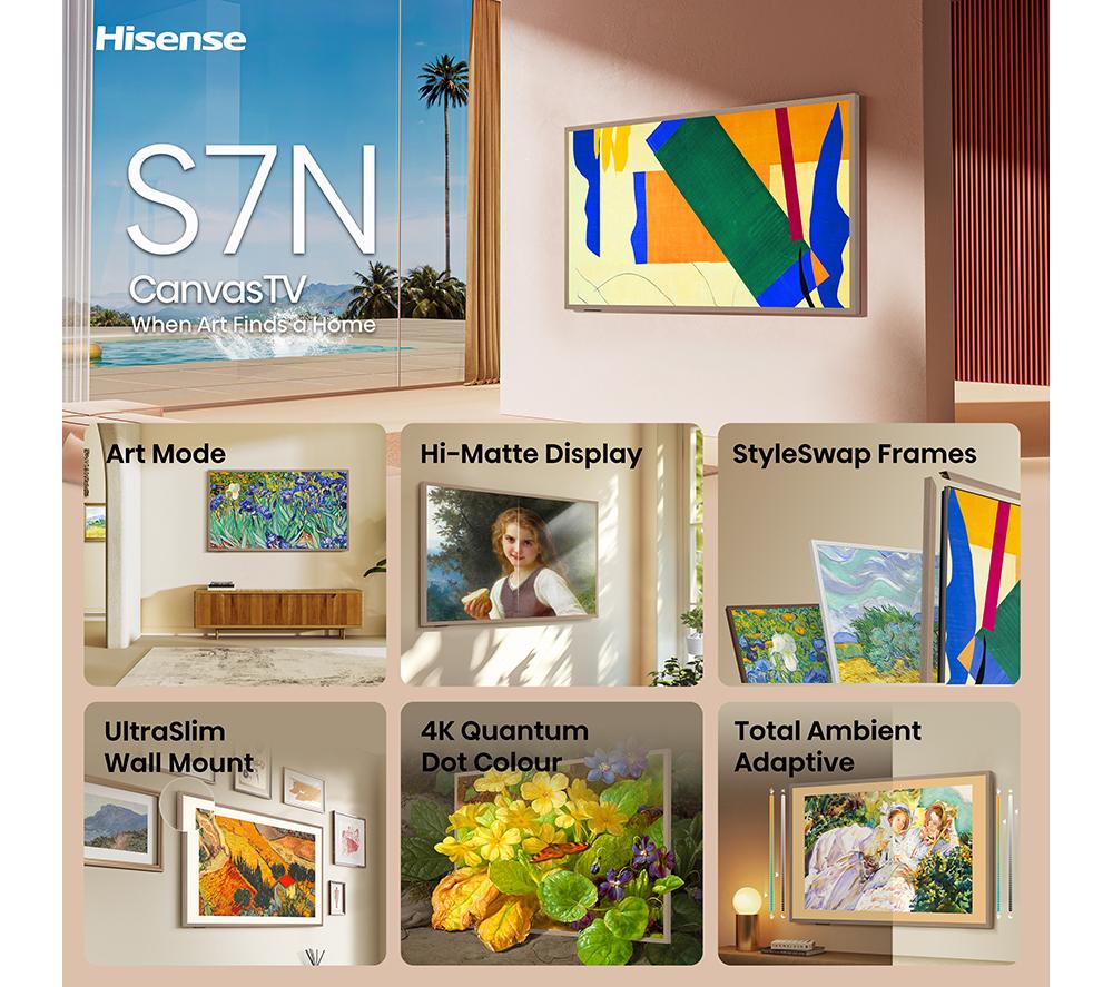 HISENSE Canvas S7NQ 65" QLED 4K Smart TV with Freely & Art Mode - 65S7NQTUK