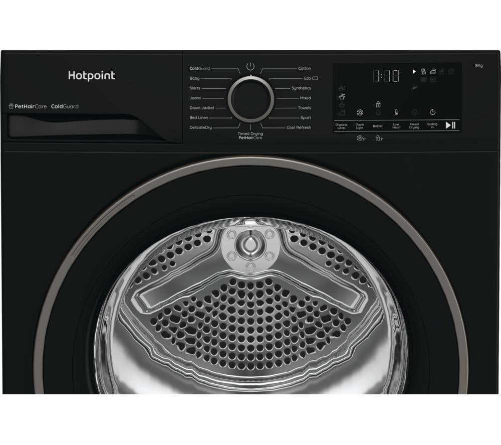 HOTPOINT PetHairCare C HSD 82M BB UK 8 kg Heat Pump Tumble Dryer - Black