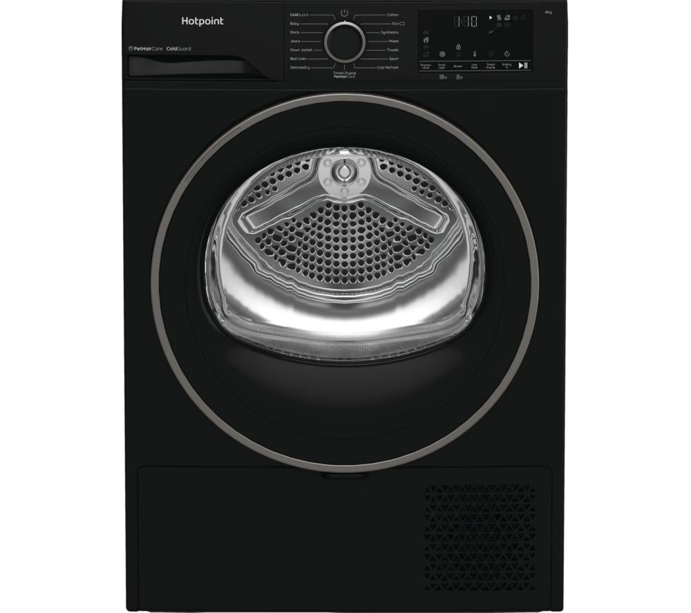 HOTPOINT PetHairCare C HSD 82M BB UK 8 kg Heat Pump Tumble Dryer - Black