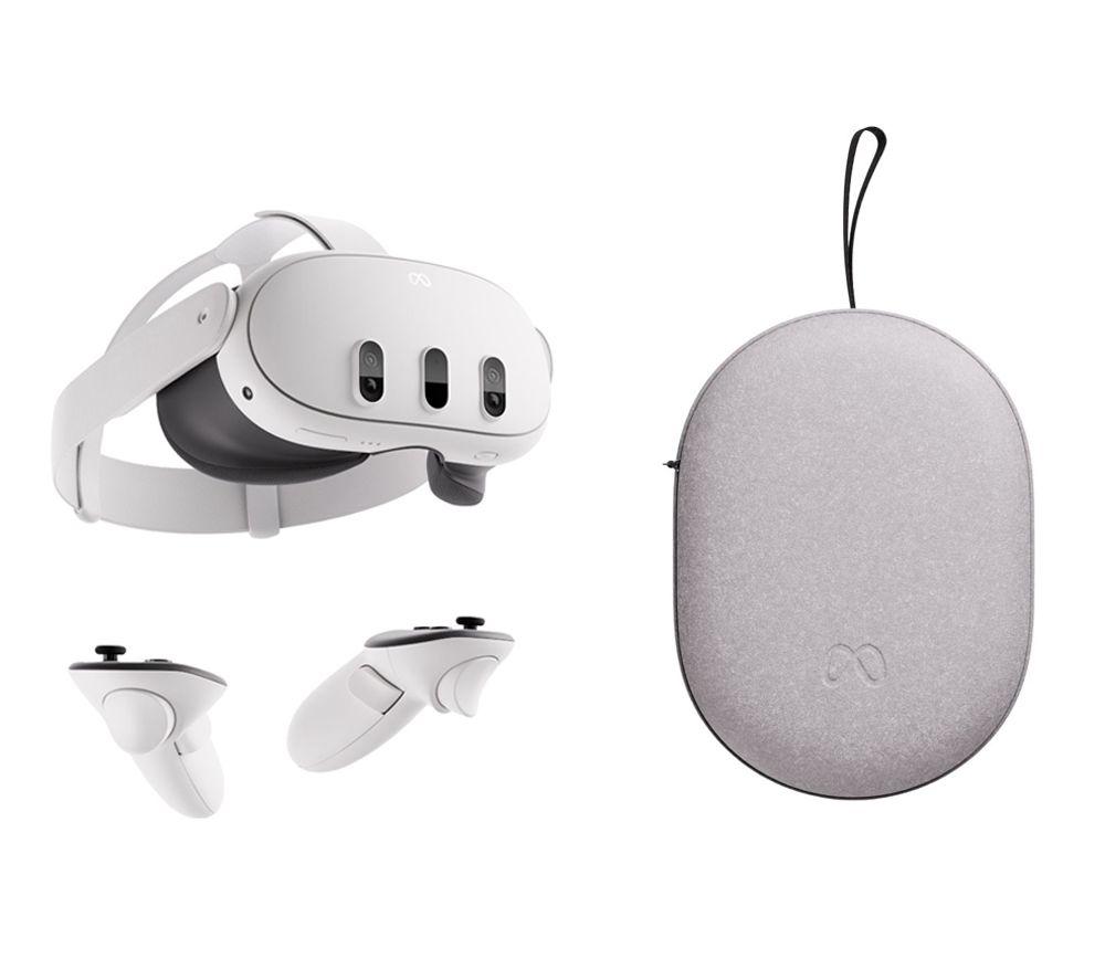 META Quest 3 Virtual Reality Headset and Quest 3 & 3S Carrying Case Bundle - White & Grey