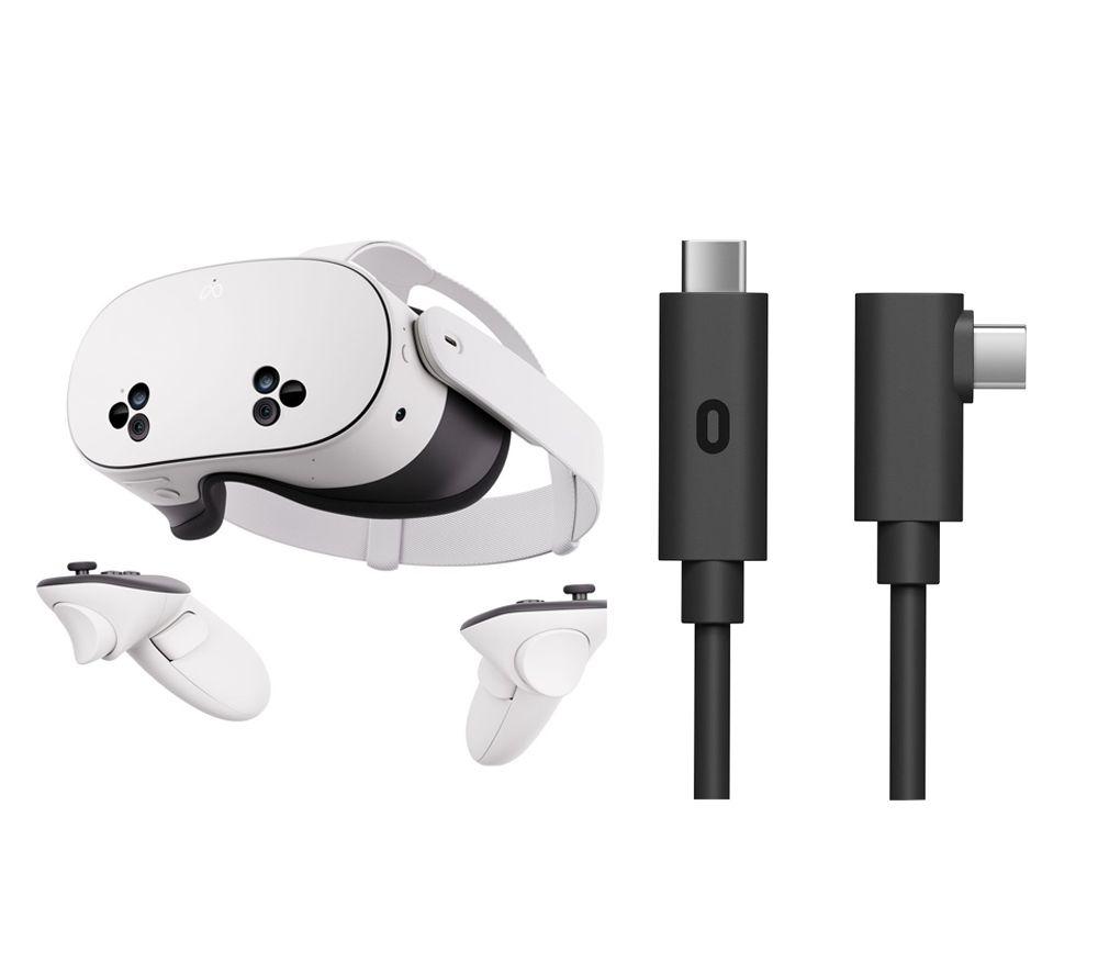 META Quest 3S Virtual Reality Headset 128 GB & Quest Link Cable USB Type-C Bundle