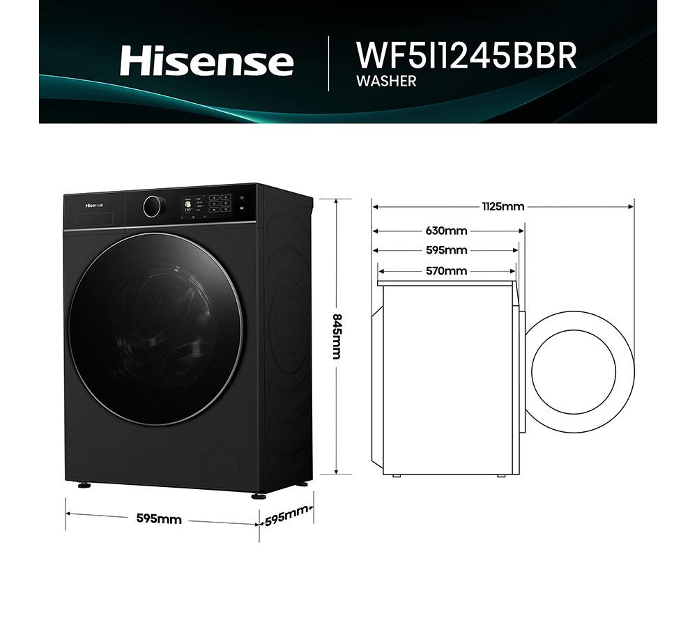 HISENSE KitchenFit 5i Series WF5I1245BBR WiFi-enabled 12 kg 1400 Spin Washing Machine - Black