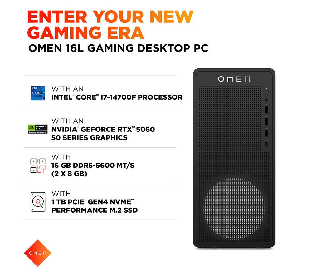 HP OMEN 16L Gaming PC - Intel® Core™ i7, RTX 5060, 1 TB SSD