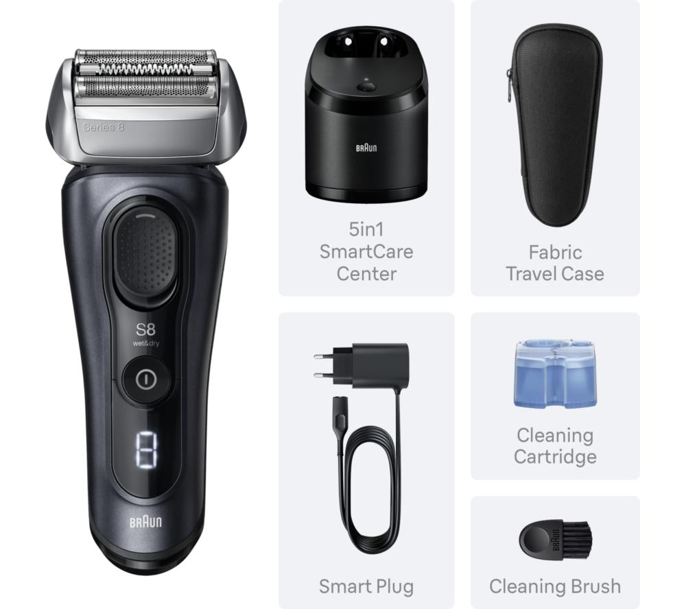 BRAUN Series 8 8663cc Wet & Dry Foil Shaver & SmartCare Centre - Grey