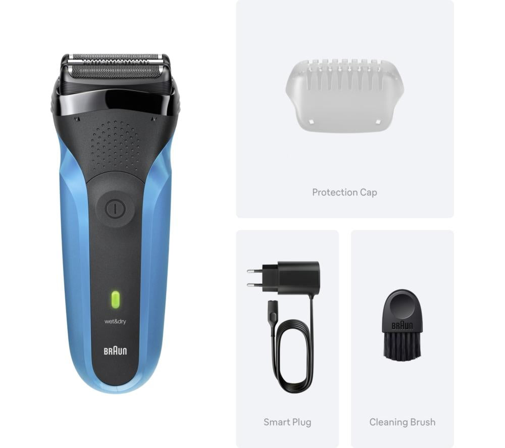 BRAUN Series 3 310s Electric Wet & Dry Shaver - Black & Blue