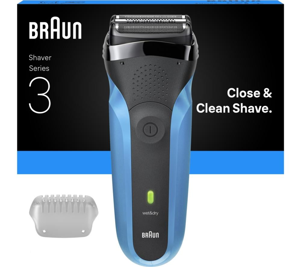 BRAUN Series 3 310s Electric Wet & Dry Shaver - Black & Blue