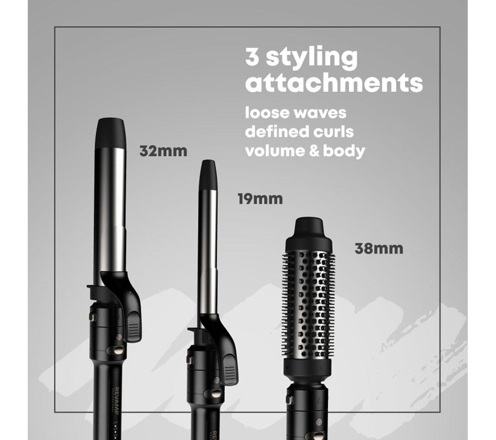 REVAMP Multi Style Revolve 3-in-1 Rotating Hair Styler - Black & Gold