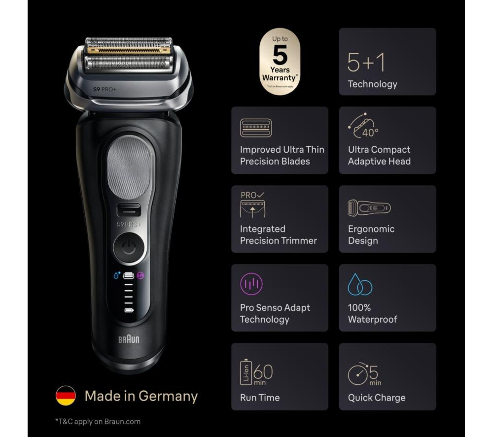 BRAUN Series 9 Pro+ 9670cc Wet & Dry Electric Shaver - Black