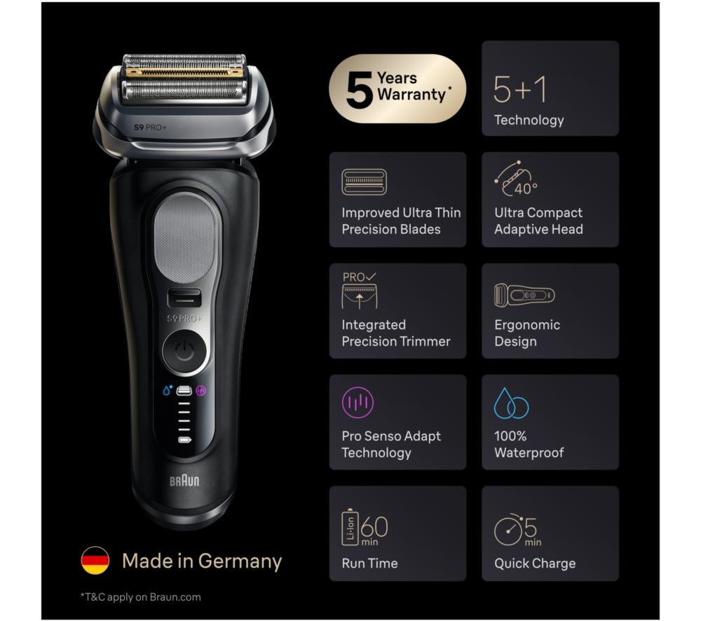 BRAUN Series 9 Pro+ 9610s Wet & Dry Electric Shaver - Black