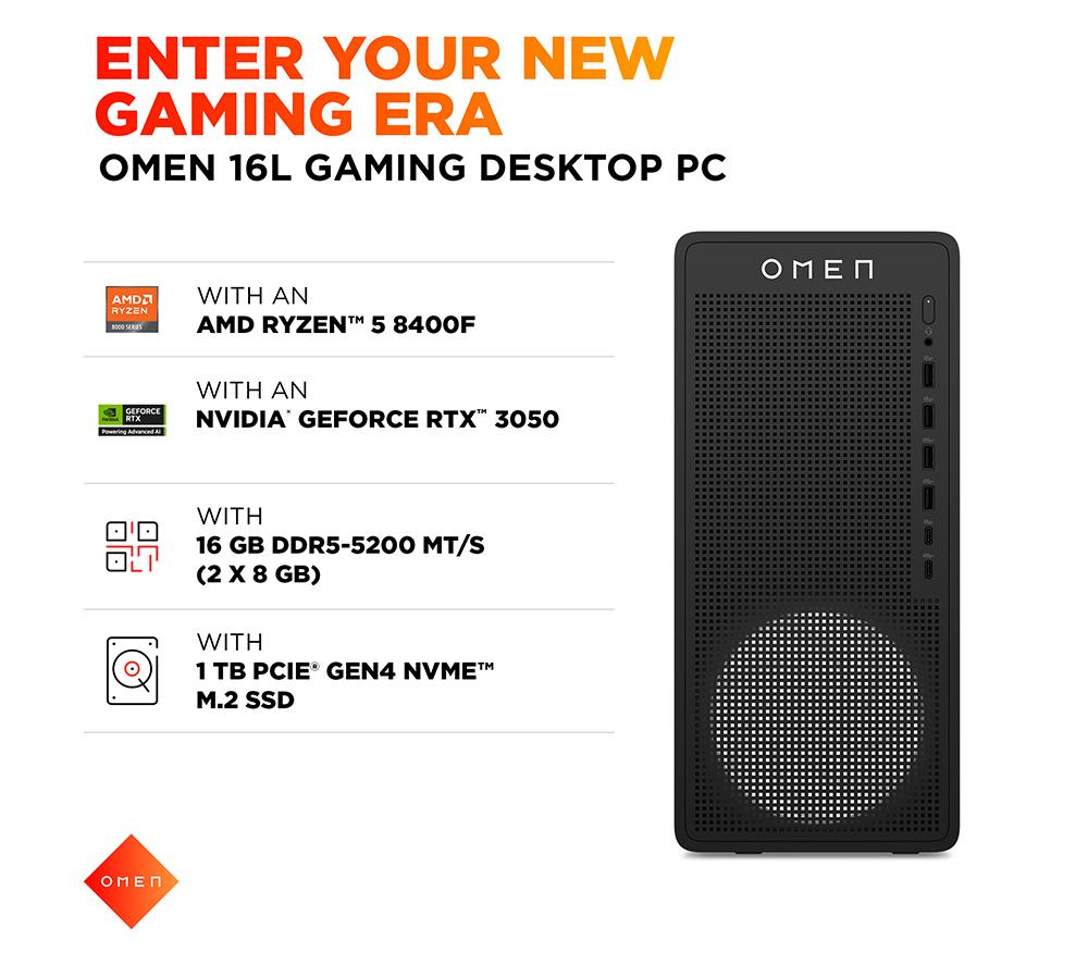 HP OMEN 16L Gaming PC - AMD Ryzen 5, RTX 3050, 1 TB SSD