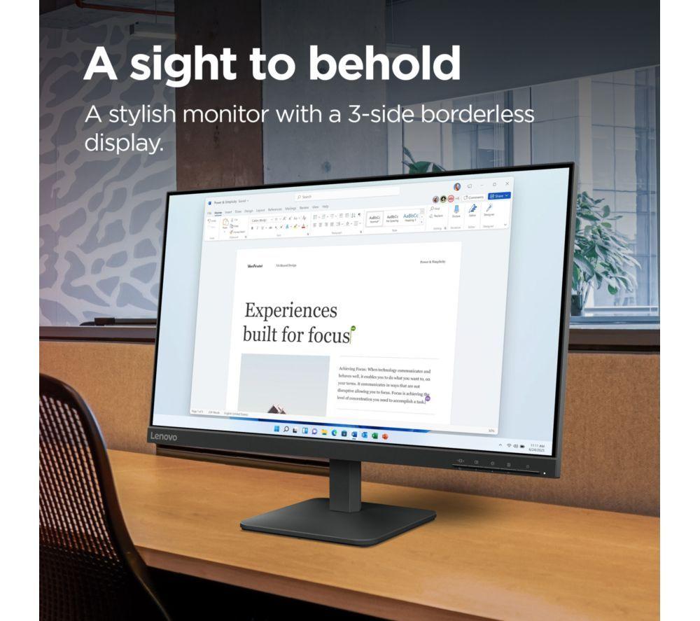 LENOVO L24-4e Full HD 23.8" IPS Monitor - Raven Black
