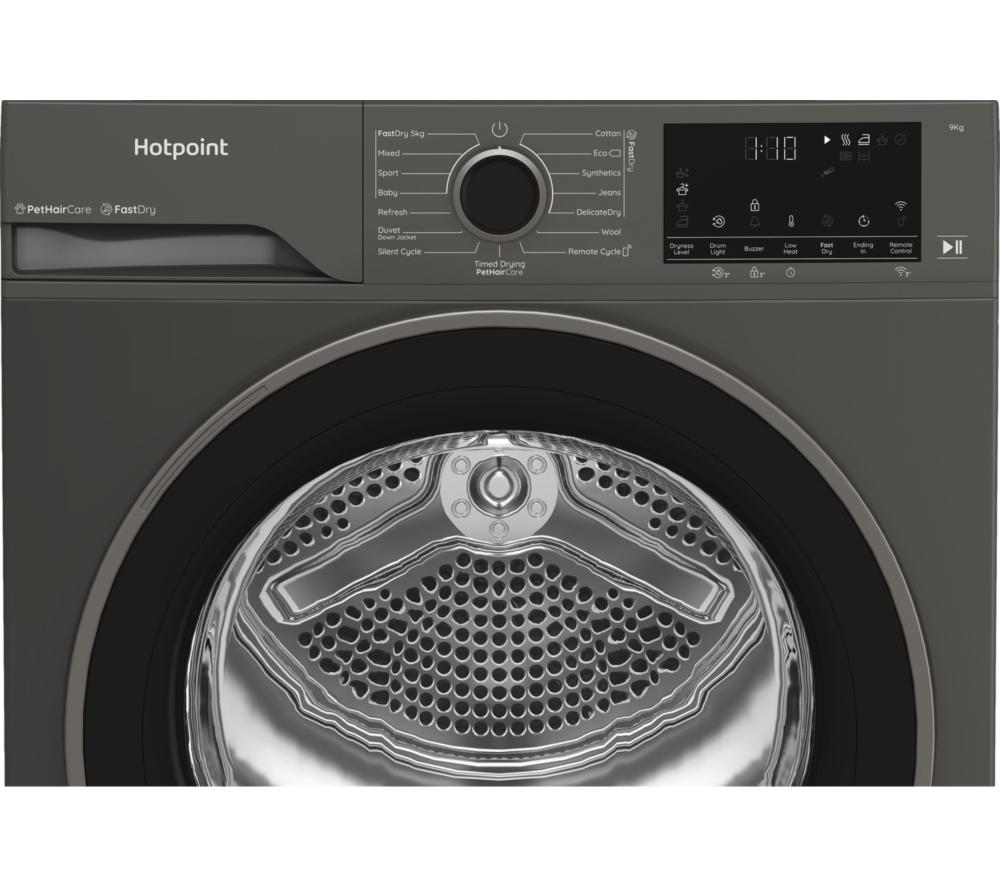 HOTPOINT FabricCare C HD 94M GBS UK WiFi-enabled 9 kg Heat Pump Tumble Dryer - Manhattan Grey