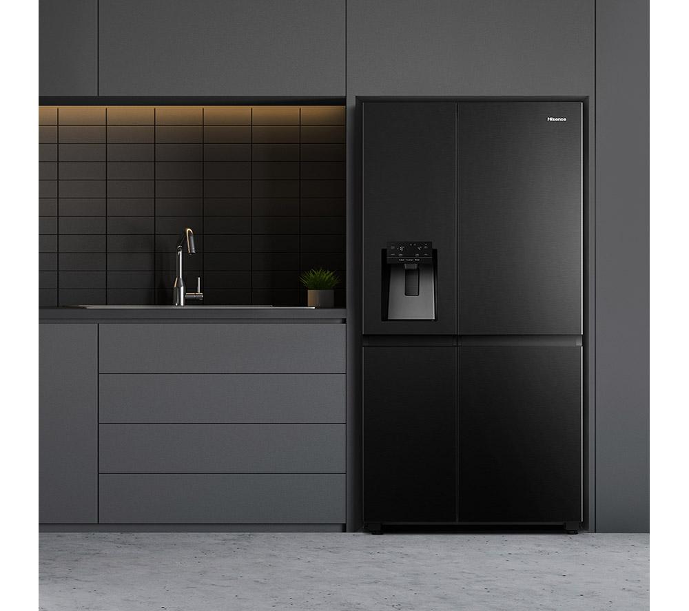 HISENSE PureFlat Infinite RS818N4TFC Amerikanischer Smart Kühlschrank mit Gefrierfach – Schwarz