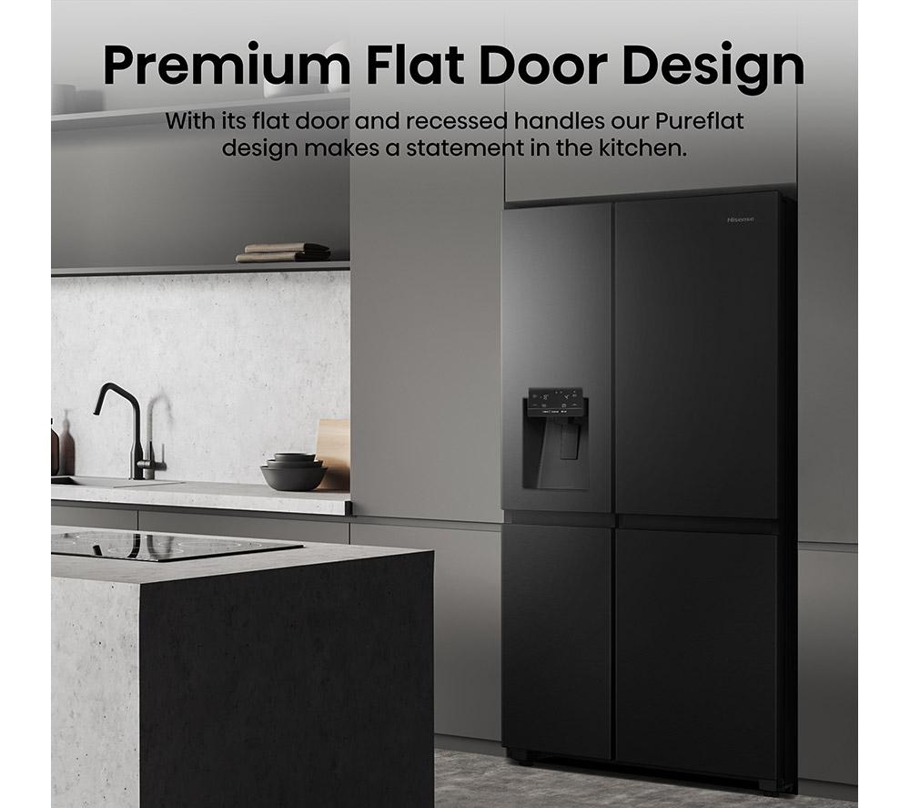 HISENSE PureFlat Infinite RS818N4TFC Amerikanischer Smart Kühlschrank mit Gefrierfach – Schwarz
