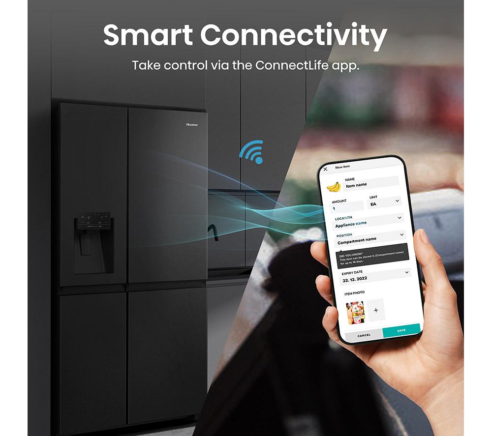 Frigorífico americano inteligente HISENSE PureFlat Infinite RS818N4TFC - Negro