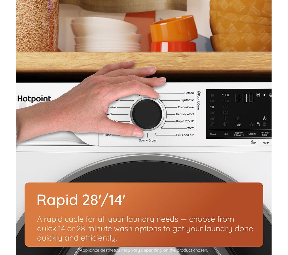Lavadora HOTPOINT FabricCare HBCA 103 CARE UK de 10 kg y 1400 rpm - Blanca
