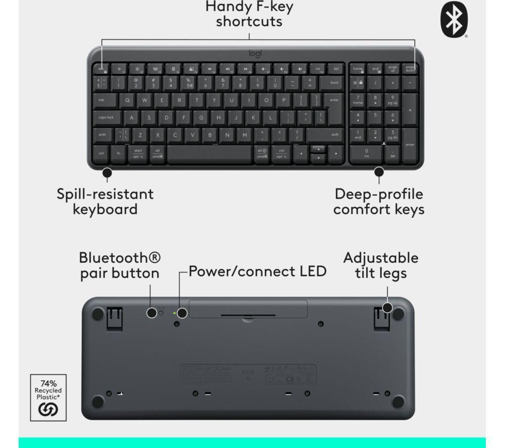 LOGITECH MK250 Wireless Keyboard & Mouse Set - Graphite