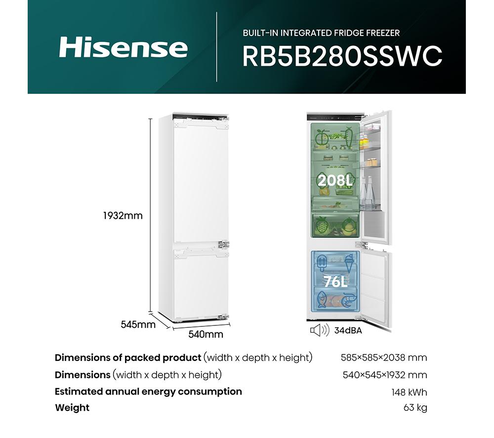 HISENSE RB5B280SSWC Frigorífico congelador inteligente integrable 70/30 - Bisagra fija