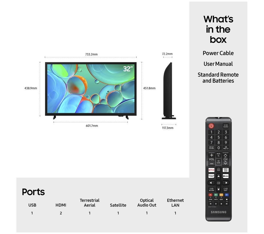 Televisor LED HDR Smart HD Ready SAMSUNG UE32H5000FKXXU de 32"