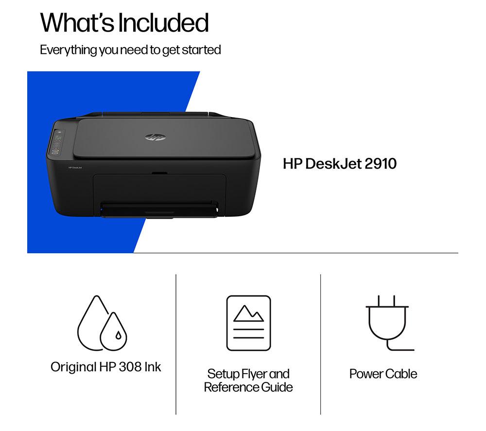 Impresora de inyección de tinta inalámbrica todo en uno HP DeskJet 2910 | Escanear y copiar | 3 meses de Instant Ink gratis