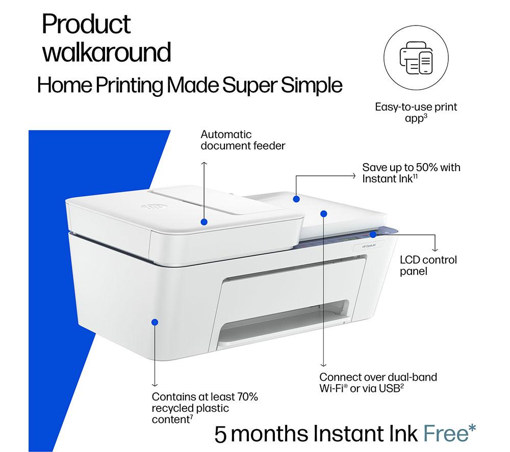 HP DeskJet 4322 All-in-One Wireless Inkjet Printer | Scan & Copy | 5 Months Free Instant Ink