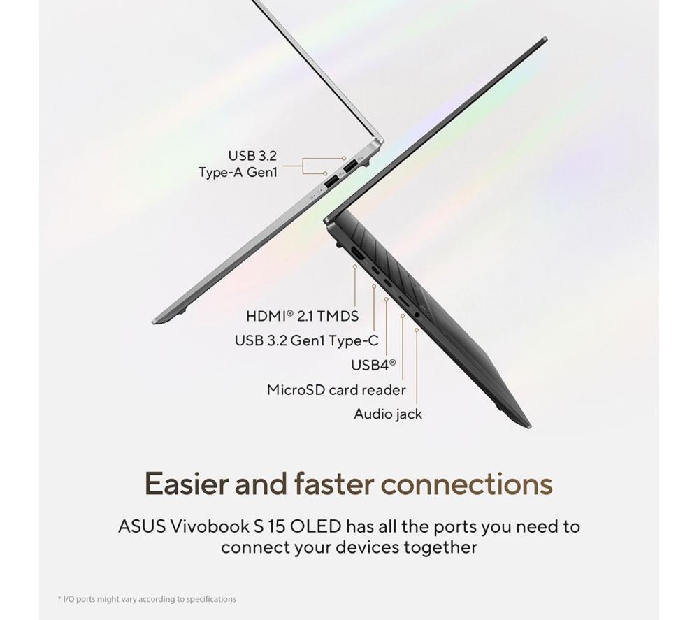 ASUS Vivobook S15 OLED 15.6" Laptop, Copilot+ PC - AMD Ryzen AI 9, 1 TB SSD, Cool Silver