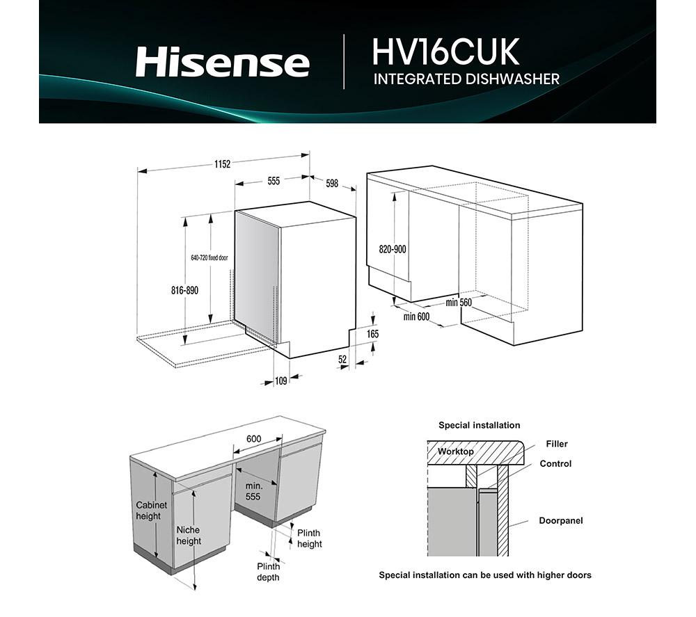 Lavavajillas totalmente integrado de tamaño completo HISENSE HV16CUK