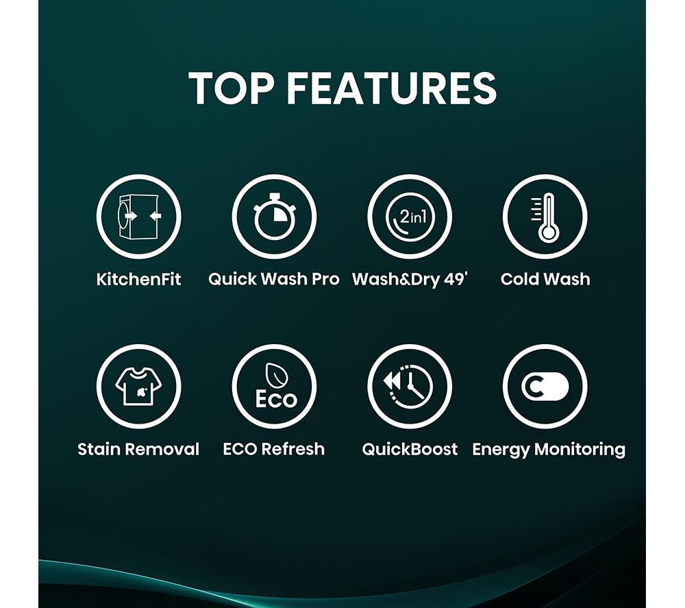 HISENSE KitchenFit 5i Series WD5I9043BBFS WiFi-enabled 9 kg Washer Dryer - Black