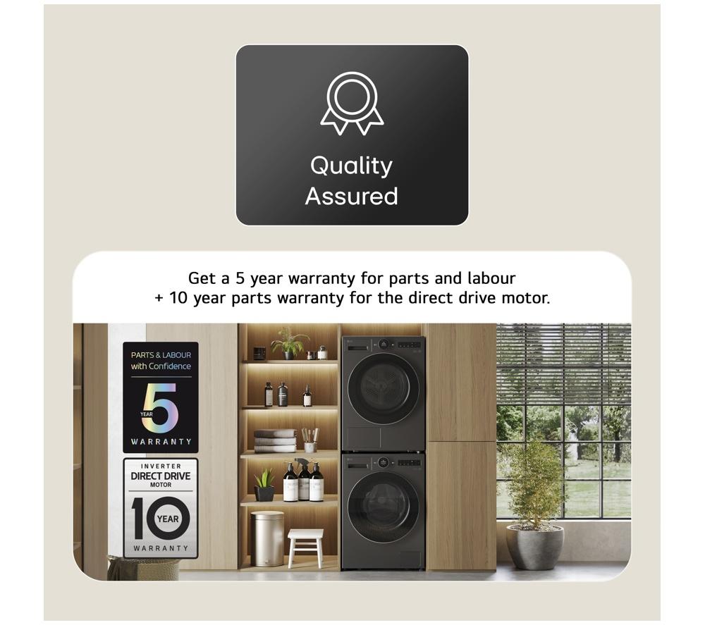Lavadora LG Serie 7 ezDispense F4X7513TBB con WiFi, 13 kg, 1400 rpm - Negro Mate