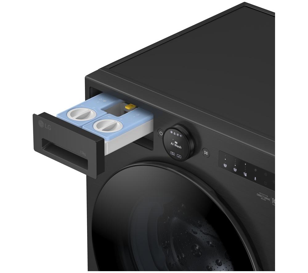 Lavadora LG Serie 7 ezDispense F4X7513TBB con WiFi, 13 kg, 1400 rpm - Negro Mate