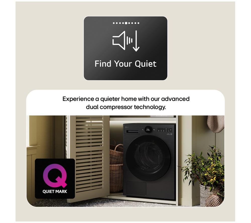 LG Series 7 AI Dry RHX7009TBB 9 kg Heat Pump Tumble Dryer - Matte Black